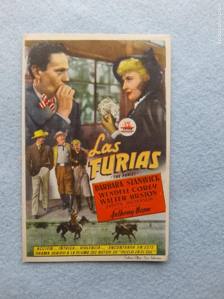 Cine: Las Furias. Barbara Stanwick. Wendell Corey. Walter Huston. A&ntilde;o 1953.