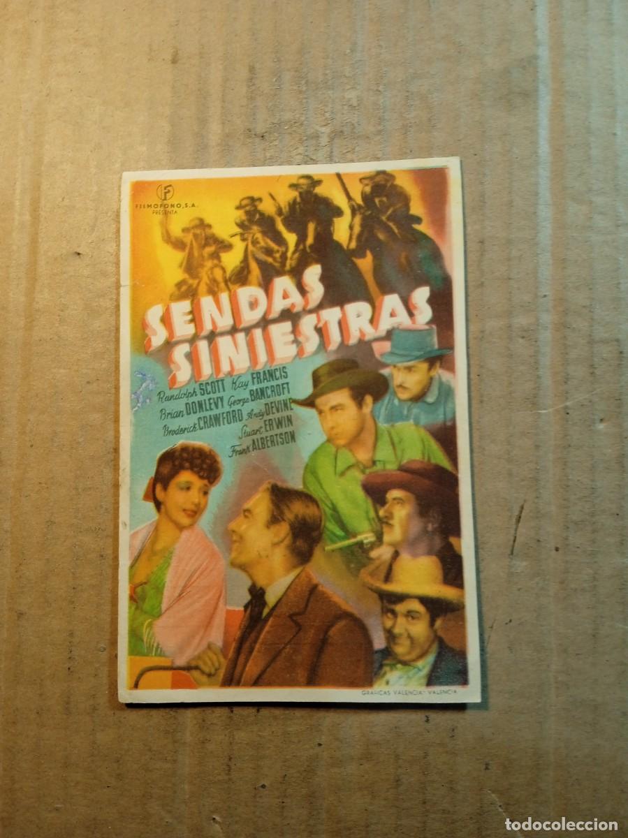 Folhetos de m&atilde;o de filmes antigos de cinema: FOLLETO DE MANO CON PUBLICIDAD SENDAS SINIESTRAS
