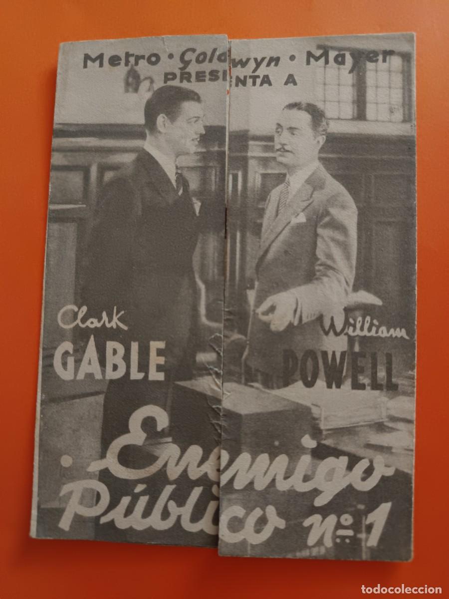  Foglietti di film di film antichi di cinema: PROGRAMA DE CINE EL ENEMIGO PUBLICO N&ordm; 1 CLARK GABLE
