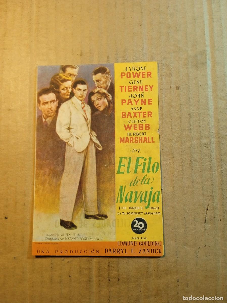 Cine: FOLLETO DE MANO CON PUBLICIDAD EL FILO DE LA NAVAJA