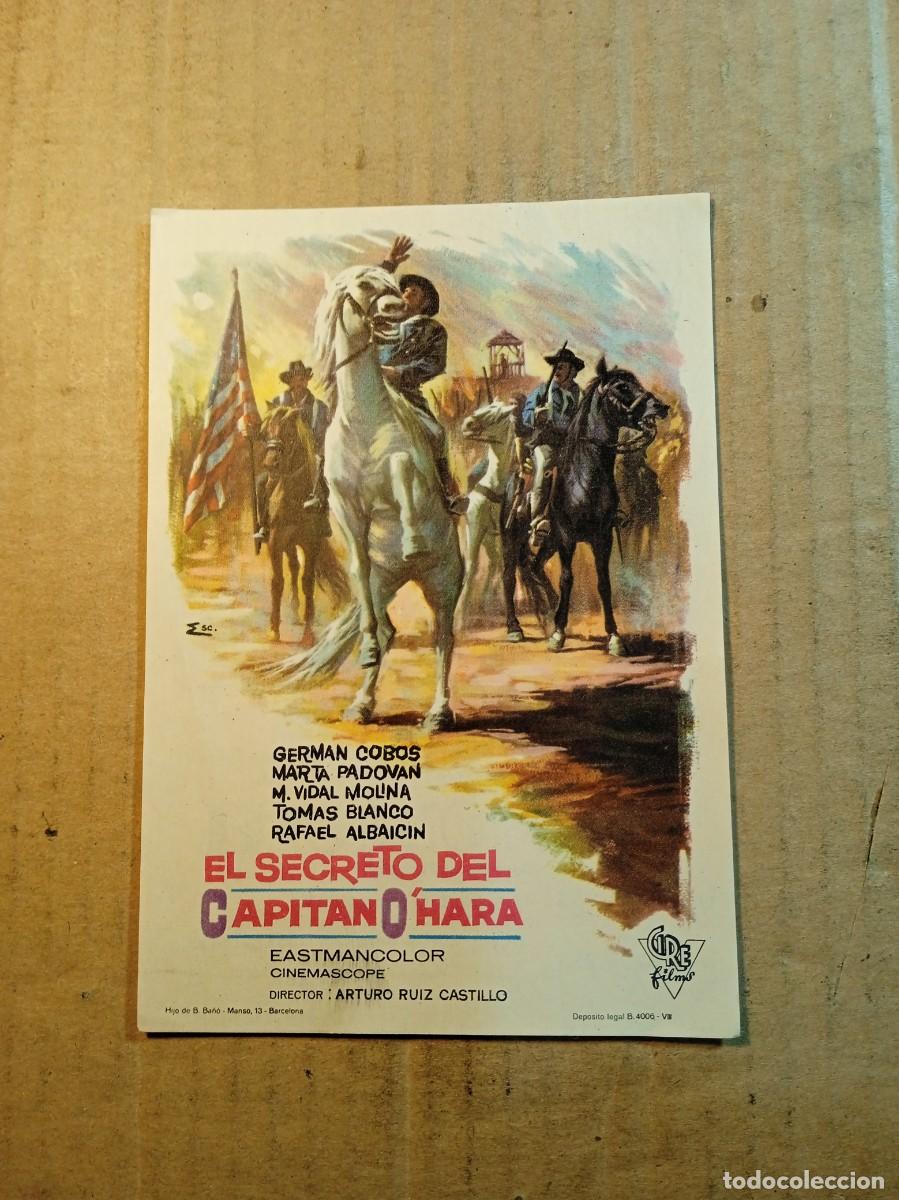 Kino: FOLLETO DE MANO CON PUBLICIDAD EL SECRETO DEL CAPITAN O'HARA