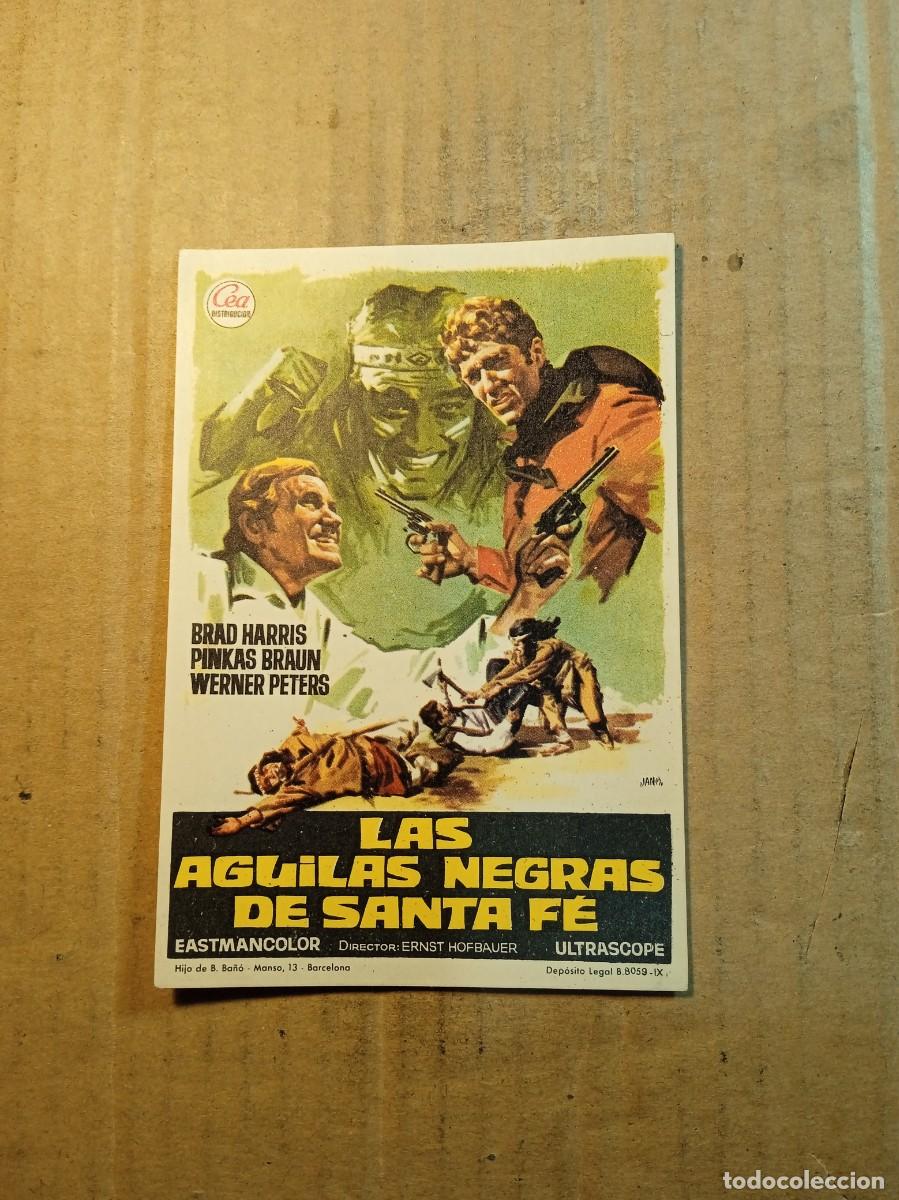 Folhetos de m&atilde;o de filmes antigos de cinema: FOLLETO DE MANO CON PUBLICIDAD LAS AGUILAS NEGRAS DE SANTA FE