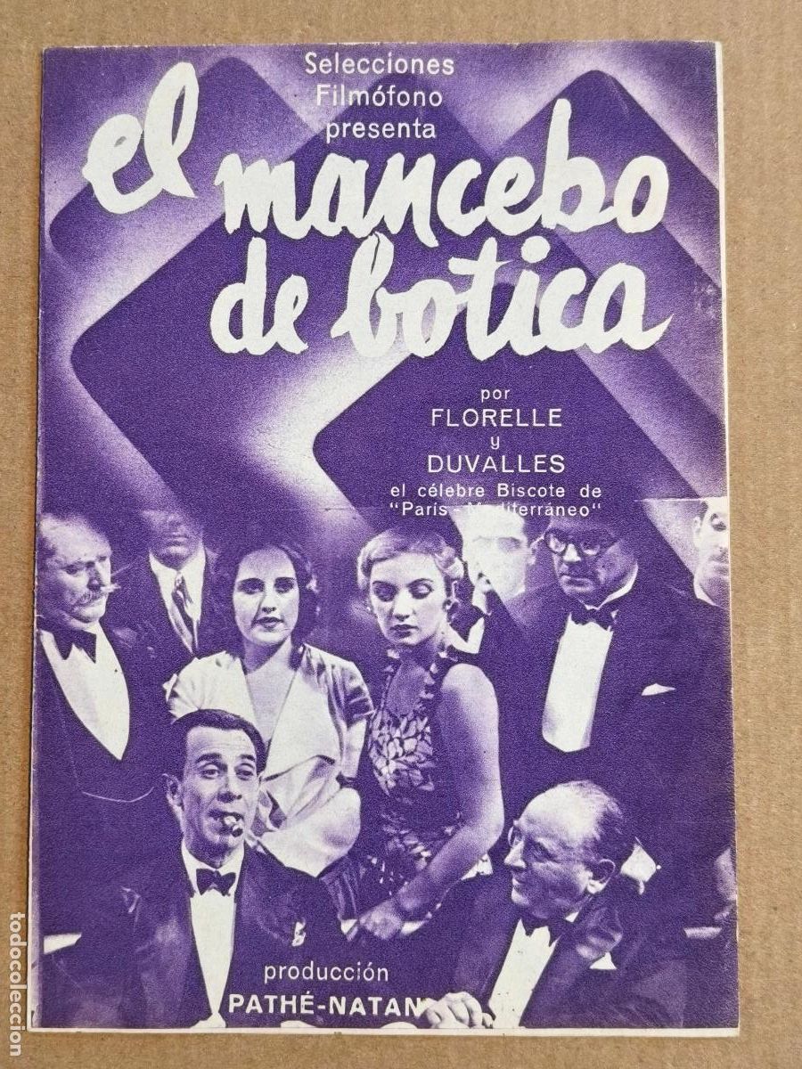 Cine: EL MANCEBO DE BOTICA PROGRAMA DE CINE 1934