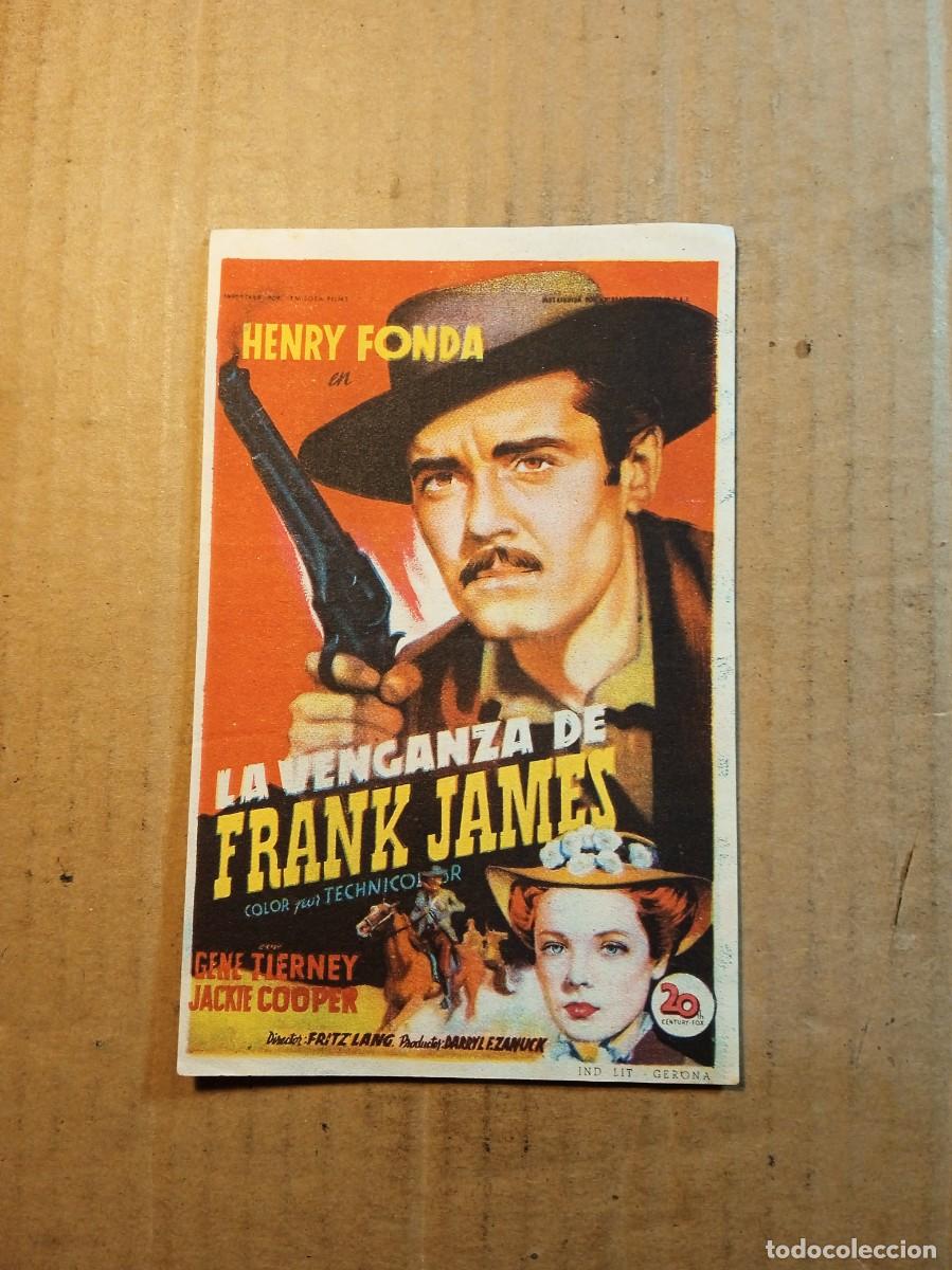 Folhetos de m&atilde;o de filmes antigos de cinema: FOLLETO DE MANO CON PUBLICIDAD LA VENGANZA DE FRANK JAMES