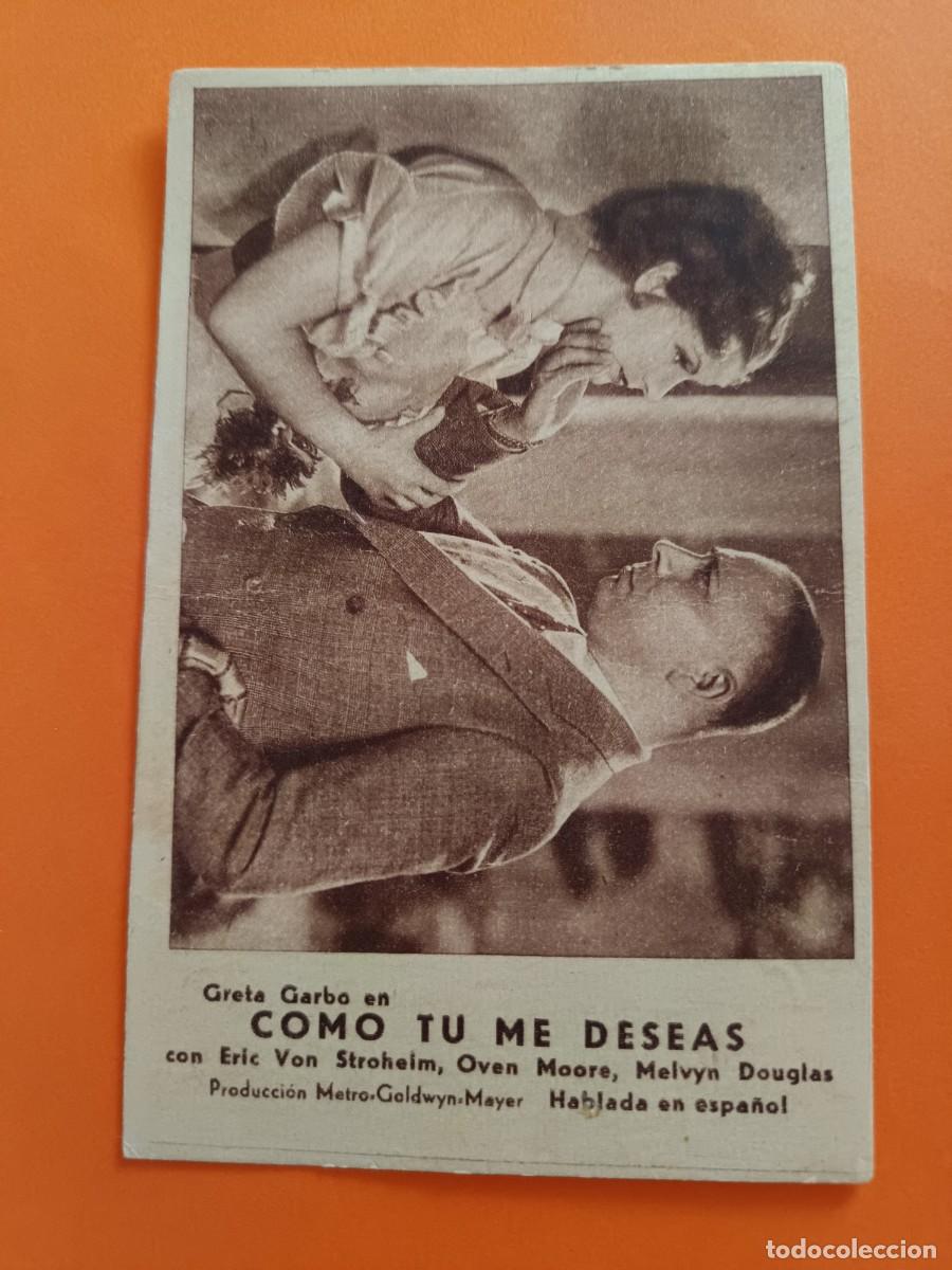 Cine: PROGRAMA DE CINE TARJETA COMO TU ME DESEAS GRETA GARBO