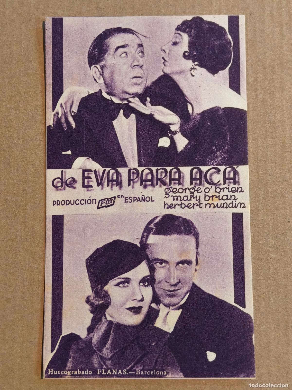 Cine: DE EVA PARA ACA PROGRAMA DE CINE 1934