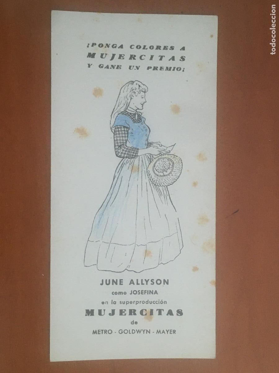 Cine: mujercitas folleto de mano para colorear original estreno muy raro