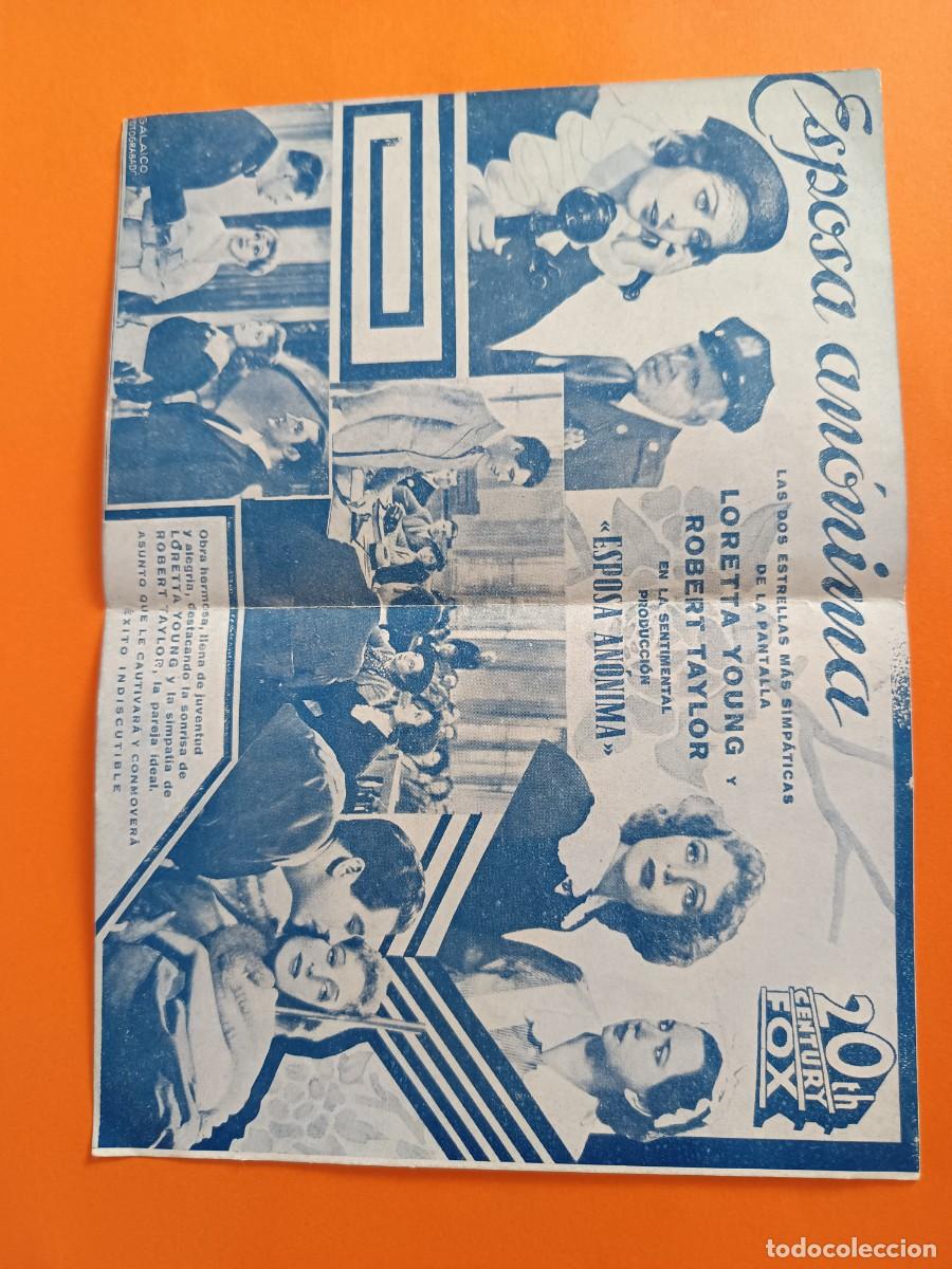 Cine: PROGRAMA DE CINE ESPOSA ANONIMA ROBERT TAYLOR - Foto 2