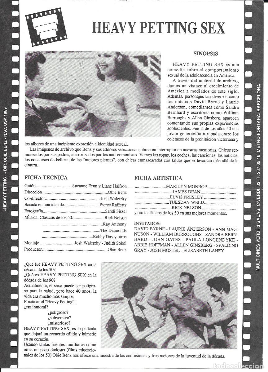 Cine: Folleto de cine &rdquo;Heavy Petting Sex&rdquo; (O. Benz dir.) Multicines Verdi, Barcelona 1989.