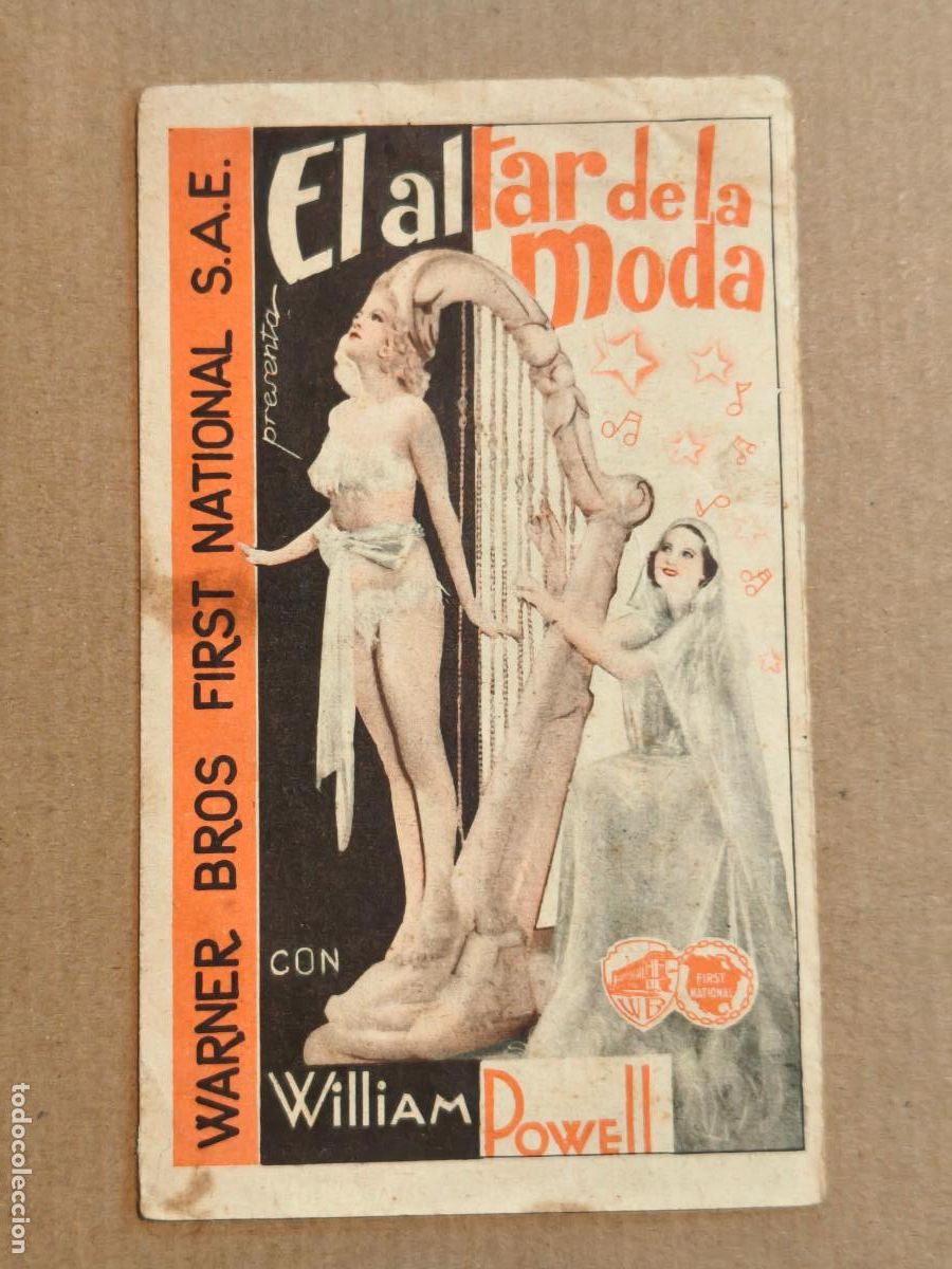 Cine: EL ALTAR DE LA MODA PROGRAMA DE CINE 1935