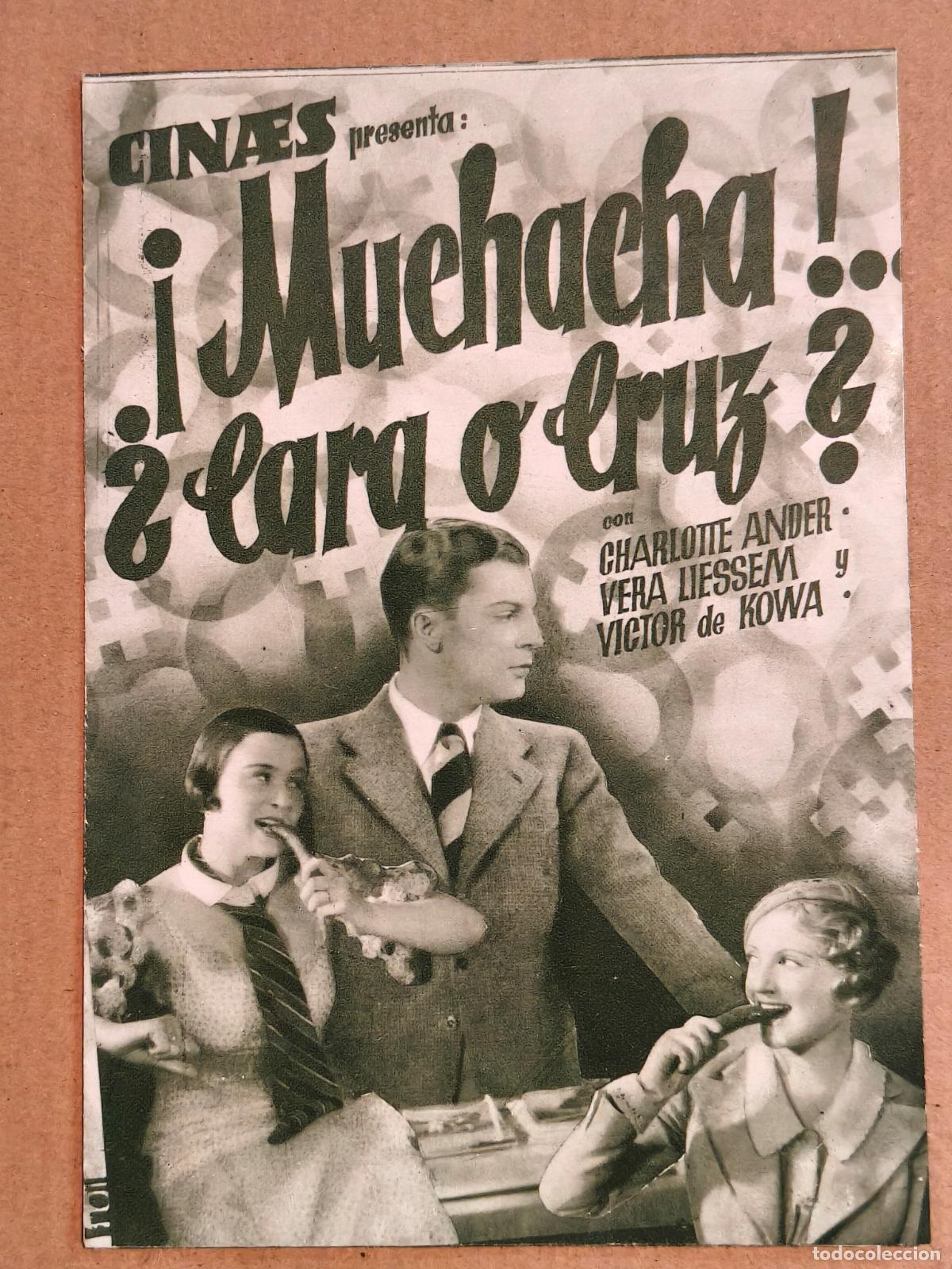Cine: MUCHACHA CARA O CRUZ PROGRAMA DE CINE 1934