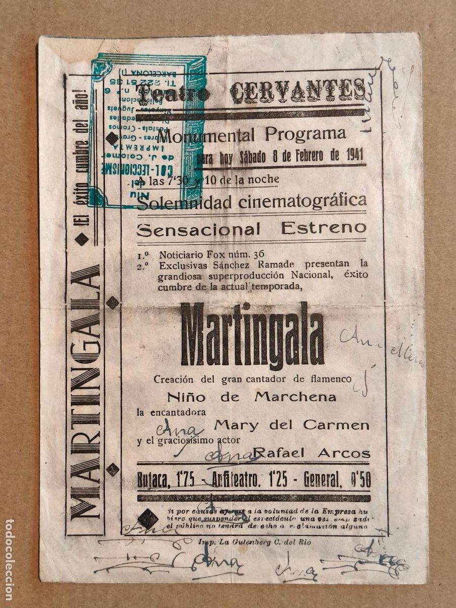 Cine: MARTINGALA PROGRAMA DE CINE 1941 - Foto 3
