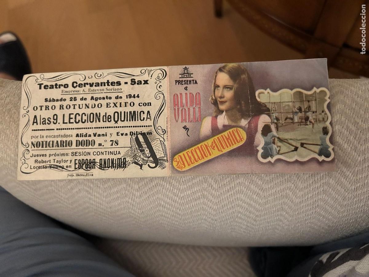 Cine: A LAS 9 LECCION DE QUIMICA TEATRO CERVANTES ELDA CON PUBLICIDAD BUEN ESTADO 298