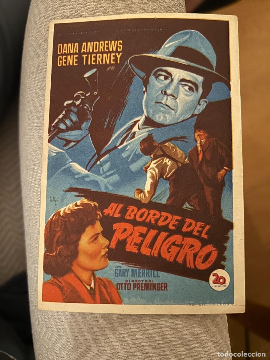 Cine: AL BORDE DEL PELIGRO CINEMA IDEAL OLOT BUEN ESTADO CON PUBLICIDAD 324