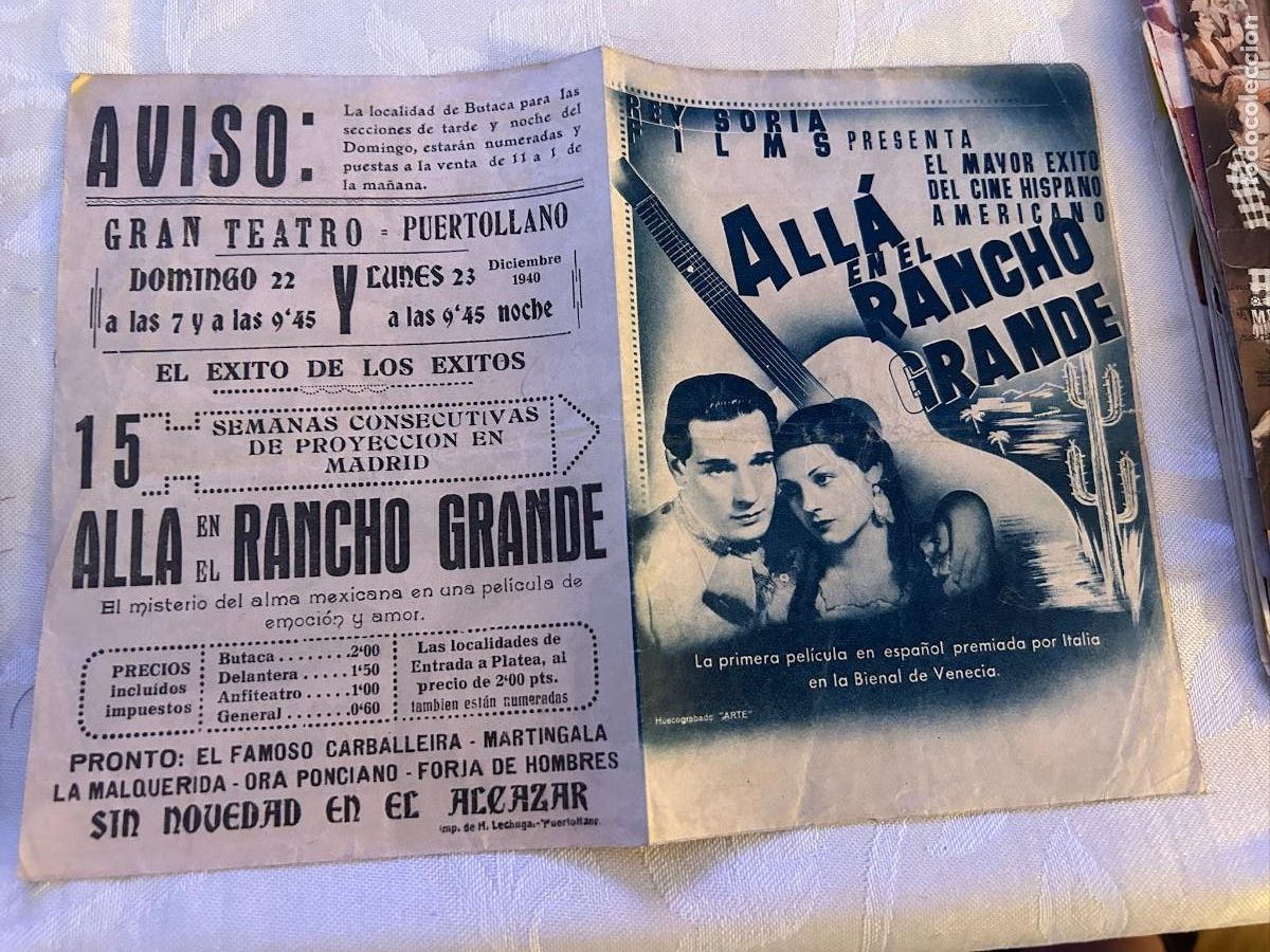 Cine: ALLA EN EL RANCHO GRANDE DOBLE GRAN TEATRO DE PUERTOLLANO CON PUBLICIDAD BUEN ESTADO 394