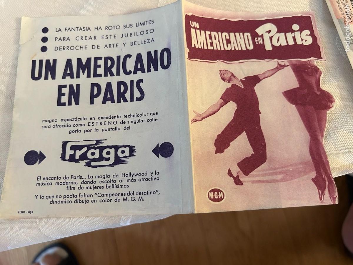 Cine: UN AMERICANO EN PARIS CINE FRAGA VIGO CON PUBLICIDAD BUEN ESTADO 516