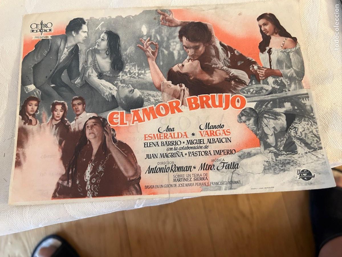 Folhetos de m&atilde;o de filmes antigos de cinema: EL AMOR BRUJO CONDADO LEON CON PUBLICIDAD BUEN ESTADO 535