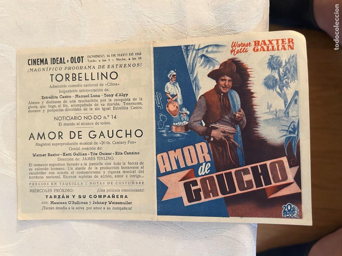 Cine: AMOR DE GAUCHO OLOT CON PUBLICIDAD BUEN ESTADO 538