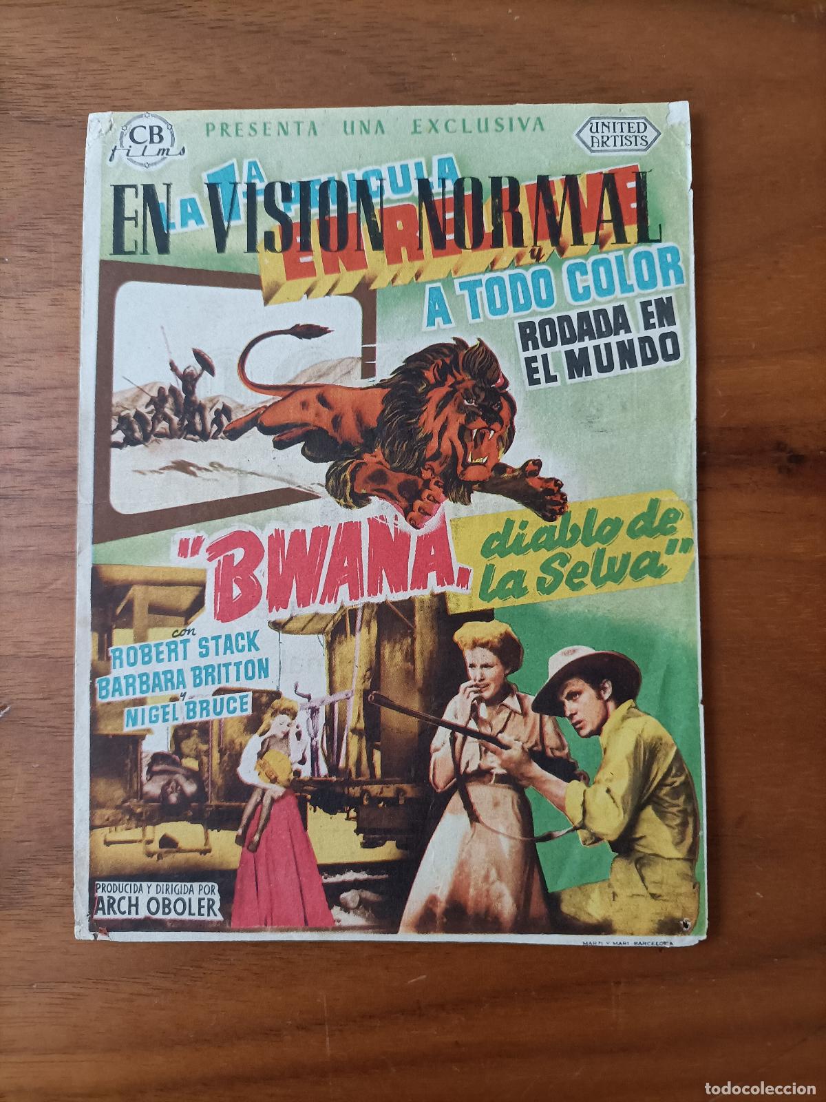 Cine: BWANA. (DIABLO DE LA SELVA) CON PUBLICIDAD CINE IDEAL. LARACHE MARRUECOS. ROBERT STACK,
