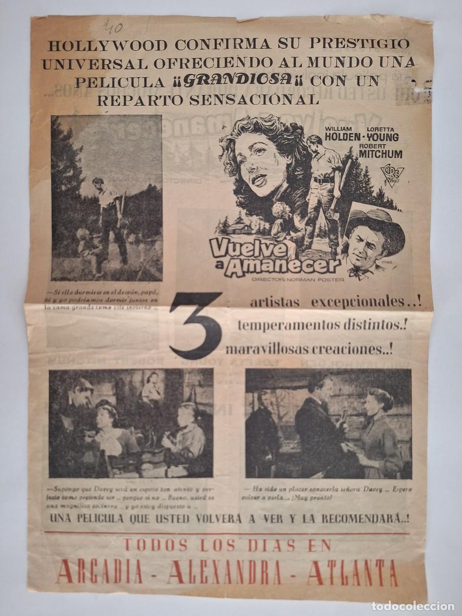 Cine: CINE FOLLETO SIMPLE TAMA&Ntilde;O CARTEL VUELVE A AMANECER WILLIAM HOLDEN RV 136