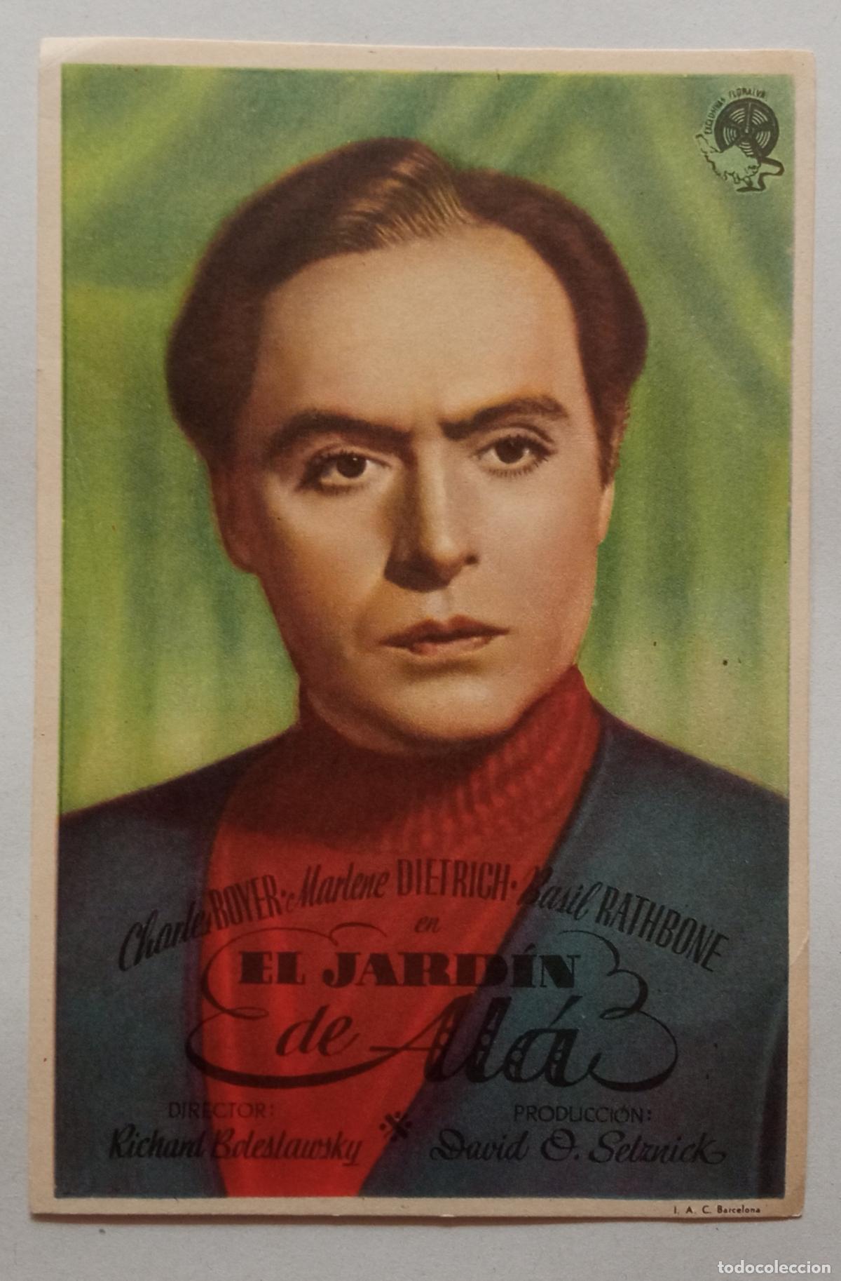 Cine: PROGRAMA DE CINE. CHARLES BOYER. MARLENE DIETRICH. EL JARD&Iacute;N DE AL&Aacute;