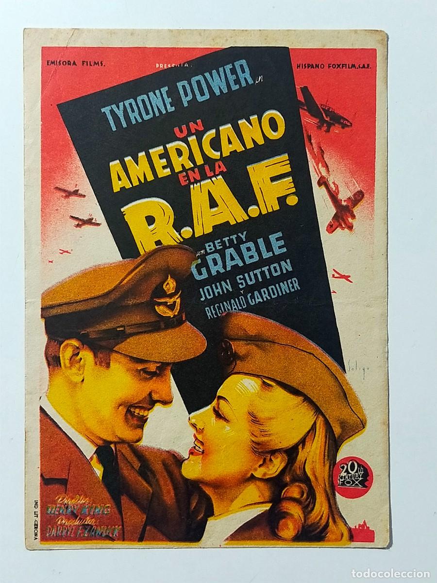 Cinema: Programa Sencillo Orig: UN AMERICANO EN LA RAF. Tyrone Power, Betty Grable - Sin cine impreso.