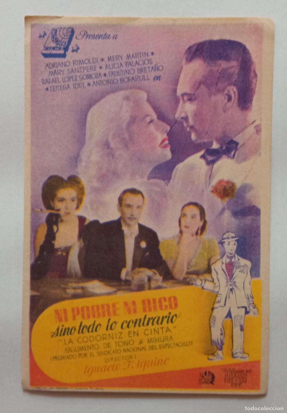 Cine: PROGRAMA DE CINE. ADRIANO RIMOLDI. NI POBRE, NI RICO, SINO TODO LO CONTRARIO