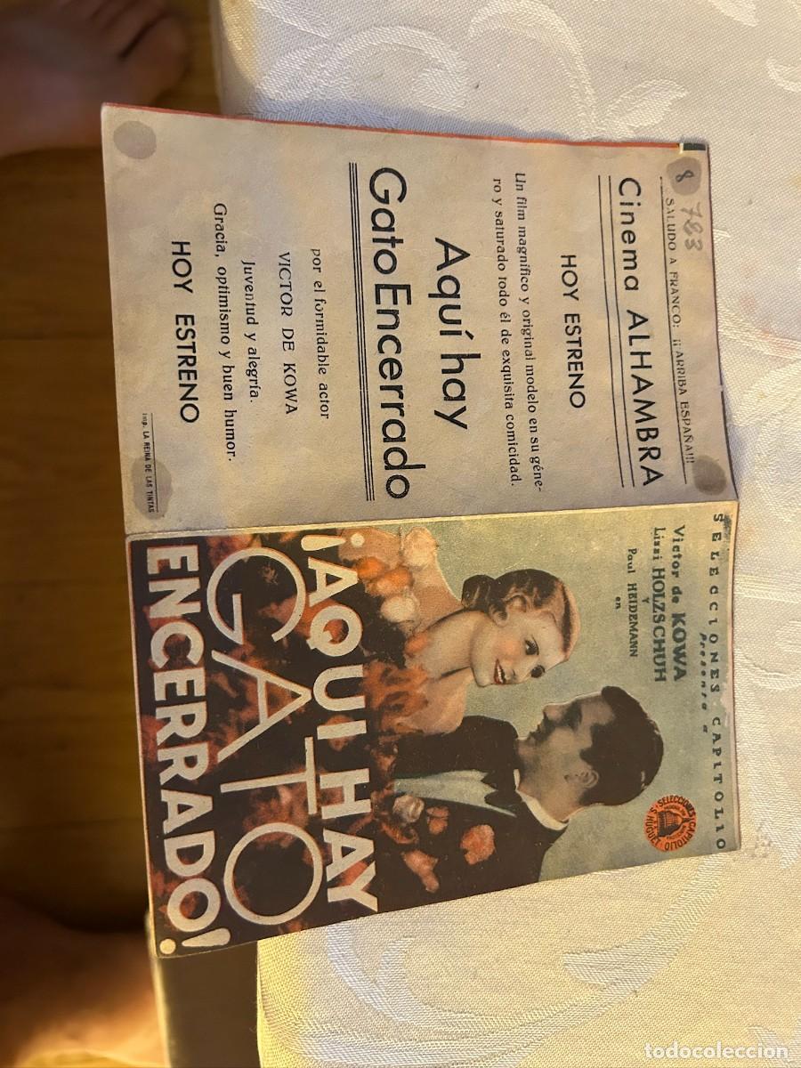 Cine: AQUI HAY GATO ENCERRADO CINE ALHAMBRA ZARAGOZA CON PUBLICIDAD BUEN ESTADO 723