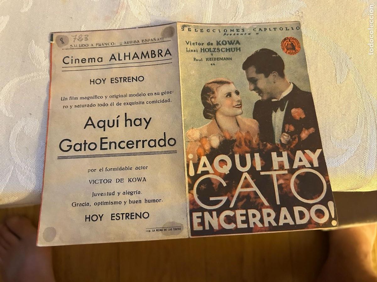 Cine: AQUI HAY GATO ENCERRADO CINE ALHAMBRA ZARAGOZA CON PUBLICIDAD BUEN ESTADO 723