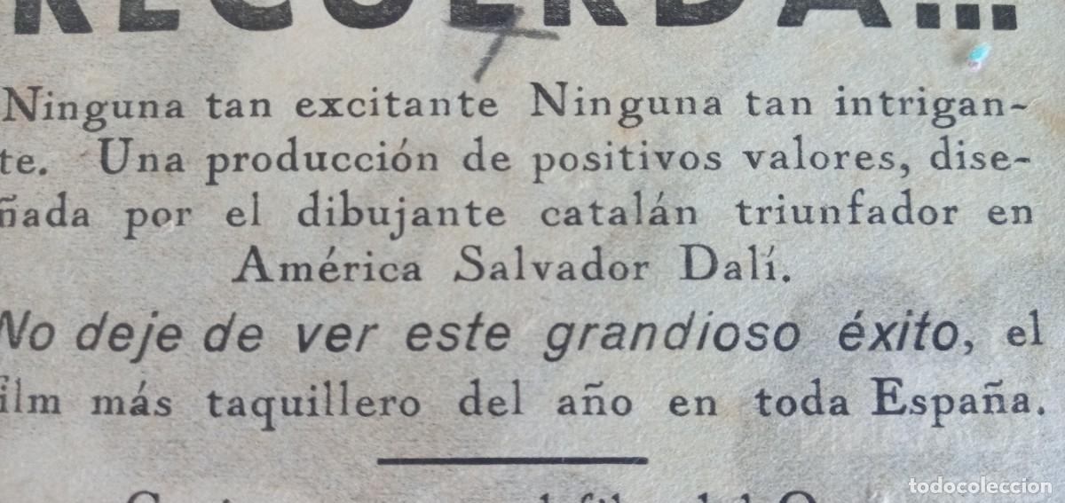 Cine: programa de mano cine procines pel&iacute;cula 1947 Spellbound Recuerda dibujos dise&ntilde;ados por Salvador Dal&iacute;