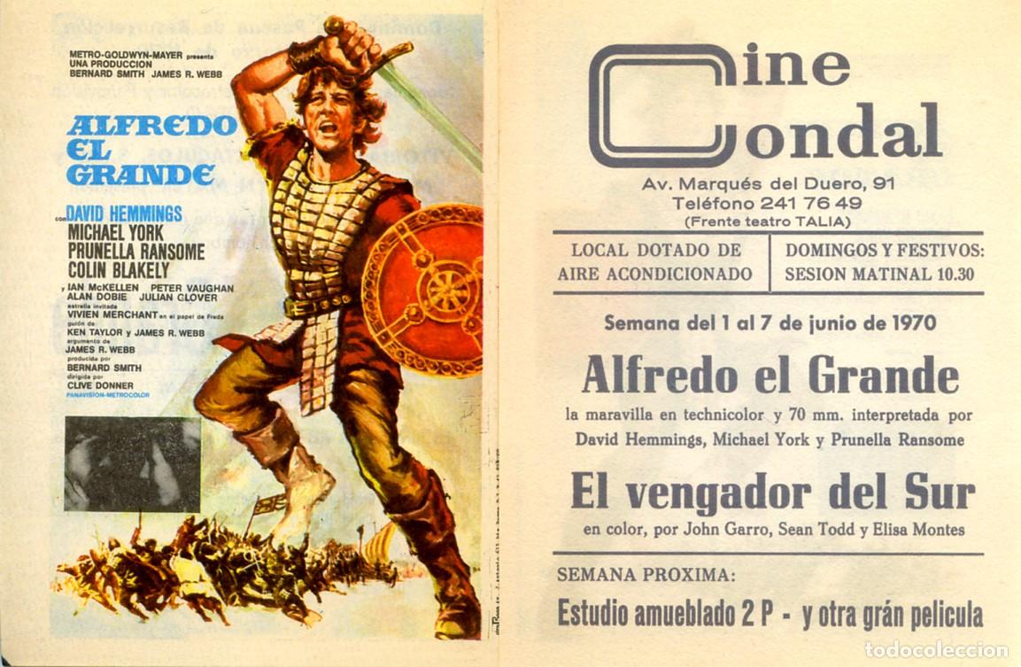 Cine: PROGRAMA, PROSPECTO,FOLLETO DE MANO ORIGINAL ALFREDO EL GRANDE CINE CONDAL 1970 BARCELONA
