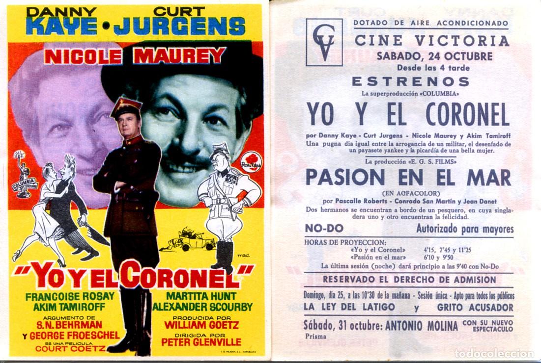 Cine: FOLLETO DE MANO ORIGINAL YO Y EL CORONEL CINE VICTORIA MADRID