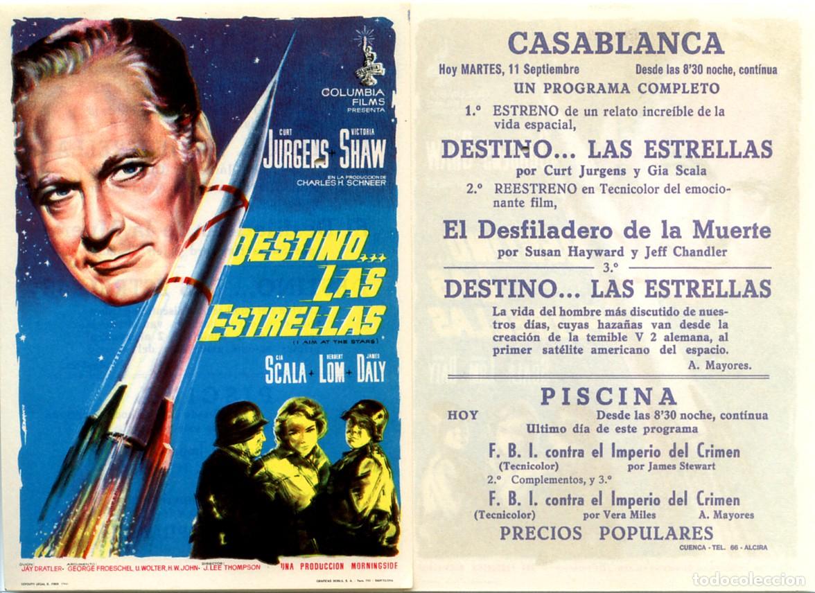 Cine: FOLLETO DE MANO ORIGINAL DESTINO LAS ESTRELLAS ALCIRA VALENCIA