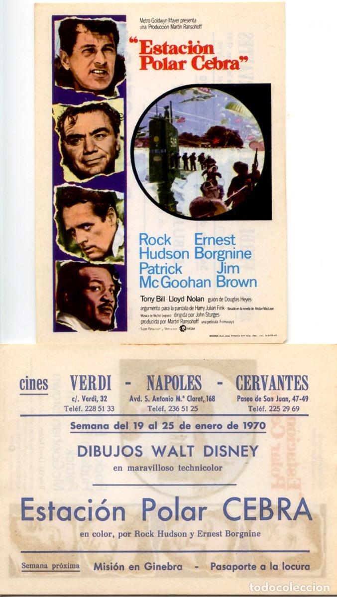 Cine: FOLLETO DE MANO ORIGINAL ESTACI&Oacute;N POLAR CEBRA CINES VERDI - NAPOLES - CERVANTES 1970