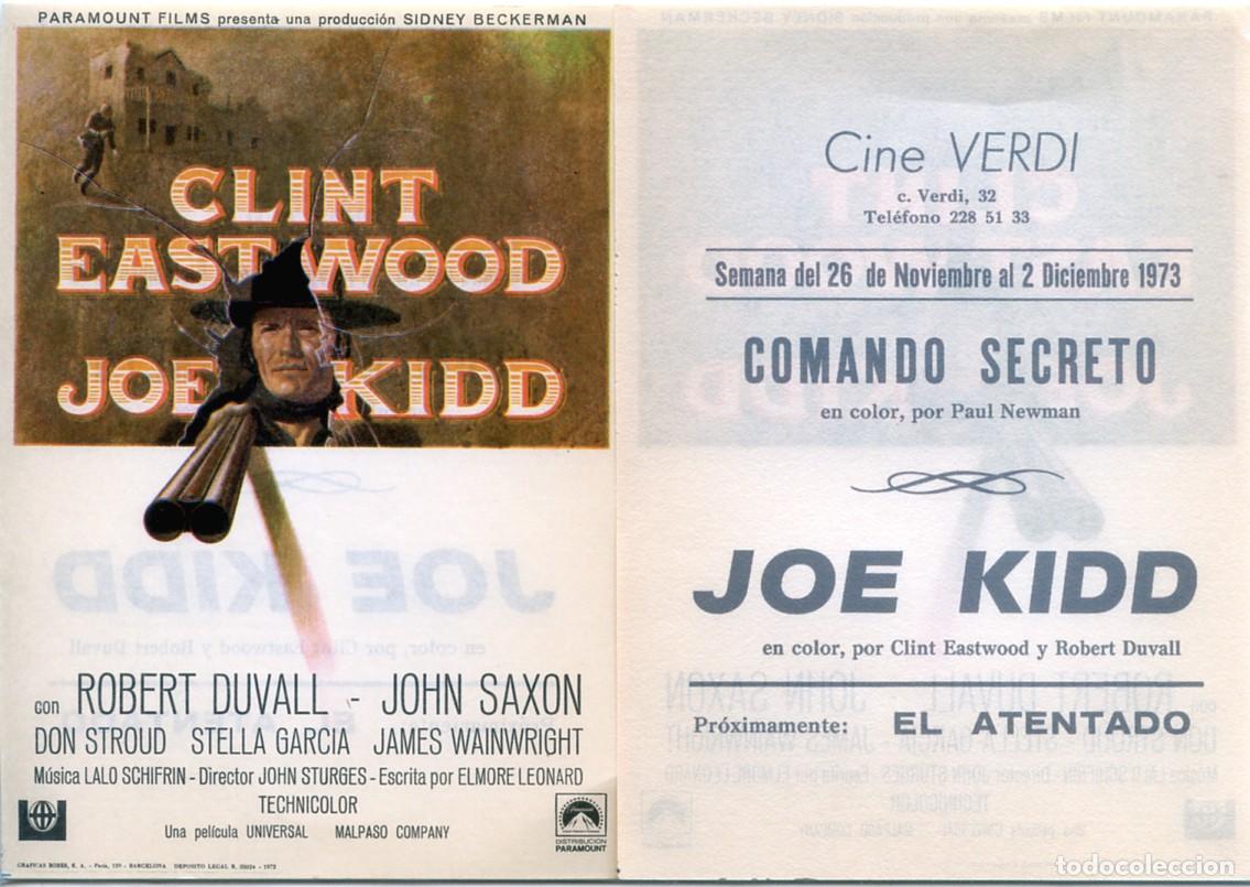 Cine: FOLLETO DE MANO ORIGINAL JOE KIDD CLINT EASTWOOD CINE VERDI 1973 BARCELONA