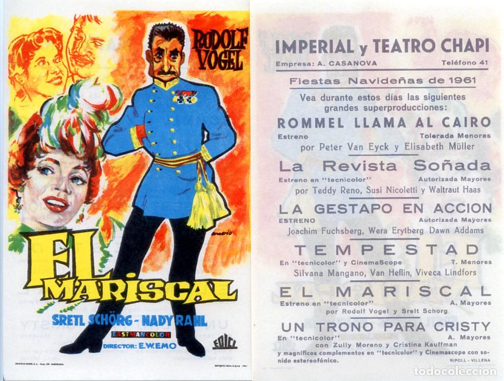 Cine: FOLLETO DE MANO ORIGINAL EL MARISCAL CINE IMPERIAL Y CINE TEATRO CHAPI 1961 RIPOLL