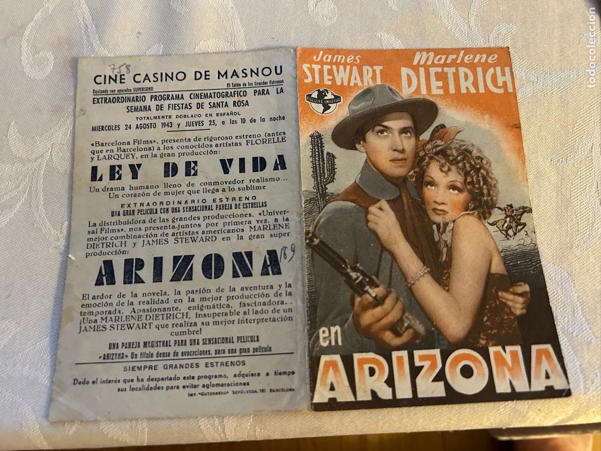 Cine: ARIZONA CINE CASINO DE MASNOU BARCELONA CON PUBLICIDAD BUEN ESTADO 758