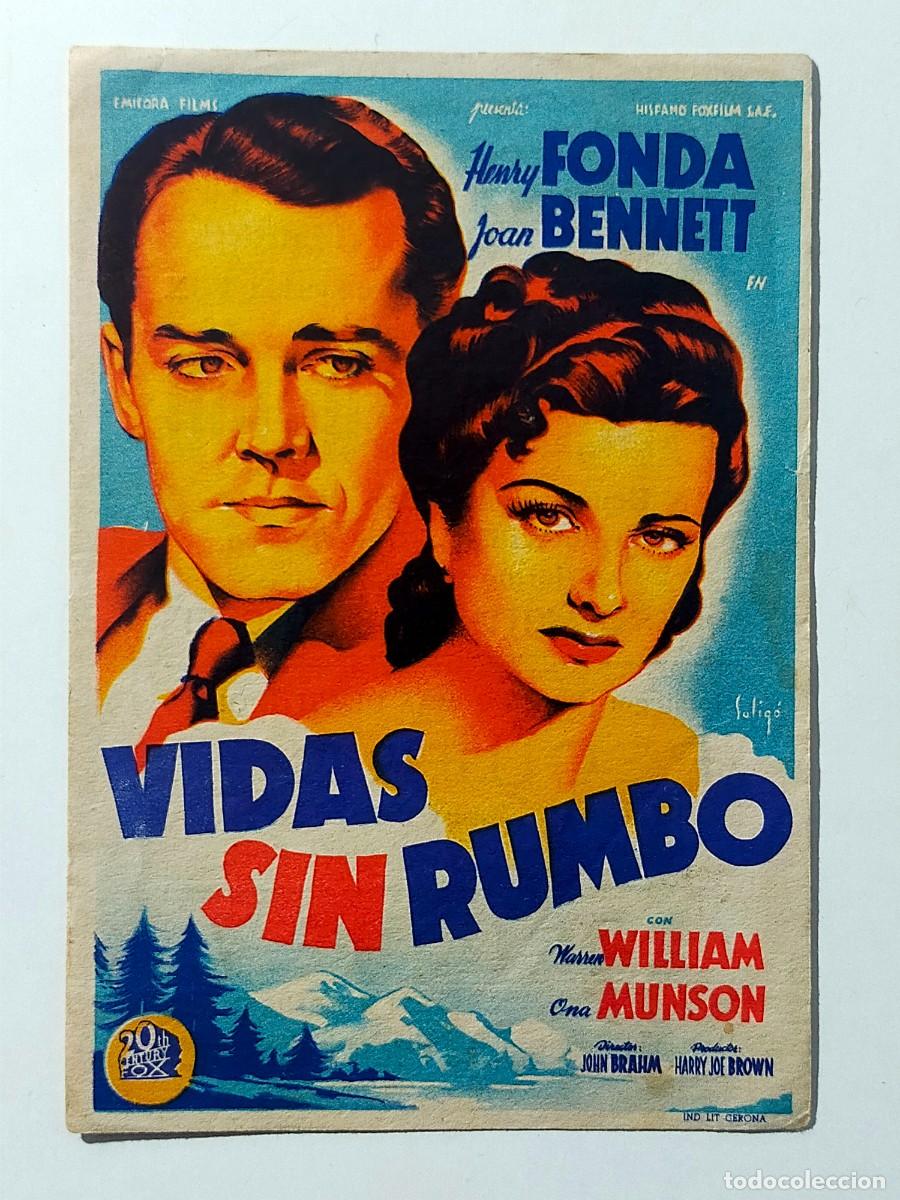 Cine: Programa Sencillo Orig: VIDAS SIN RUMBO. Henry Fonda, Joan Bennet - Cine Almirante, San Fernando
