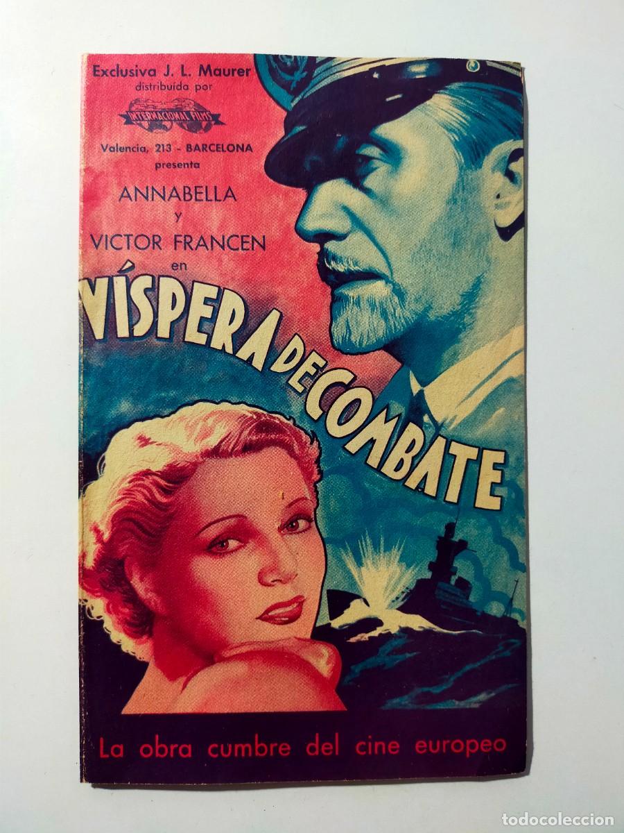 Cine: Programa Doble Orig VISPERA DE COMBATE. Annabelle, Victor Francen - Cine Chamorro, San Fernando.