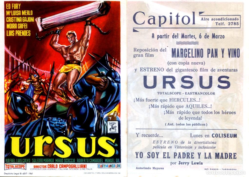  Foglietti di film di film antichi di cinema: PROGRAMA, PROSPECTO,FOLLETO DE MANO ORIGINAL URSUS CINE CAPITOL TARRAGONA