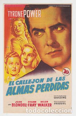 Cine: EL CALLEJ&Oacute;N DE LAS ALMAS PERDIDAS (con publicidad)