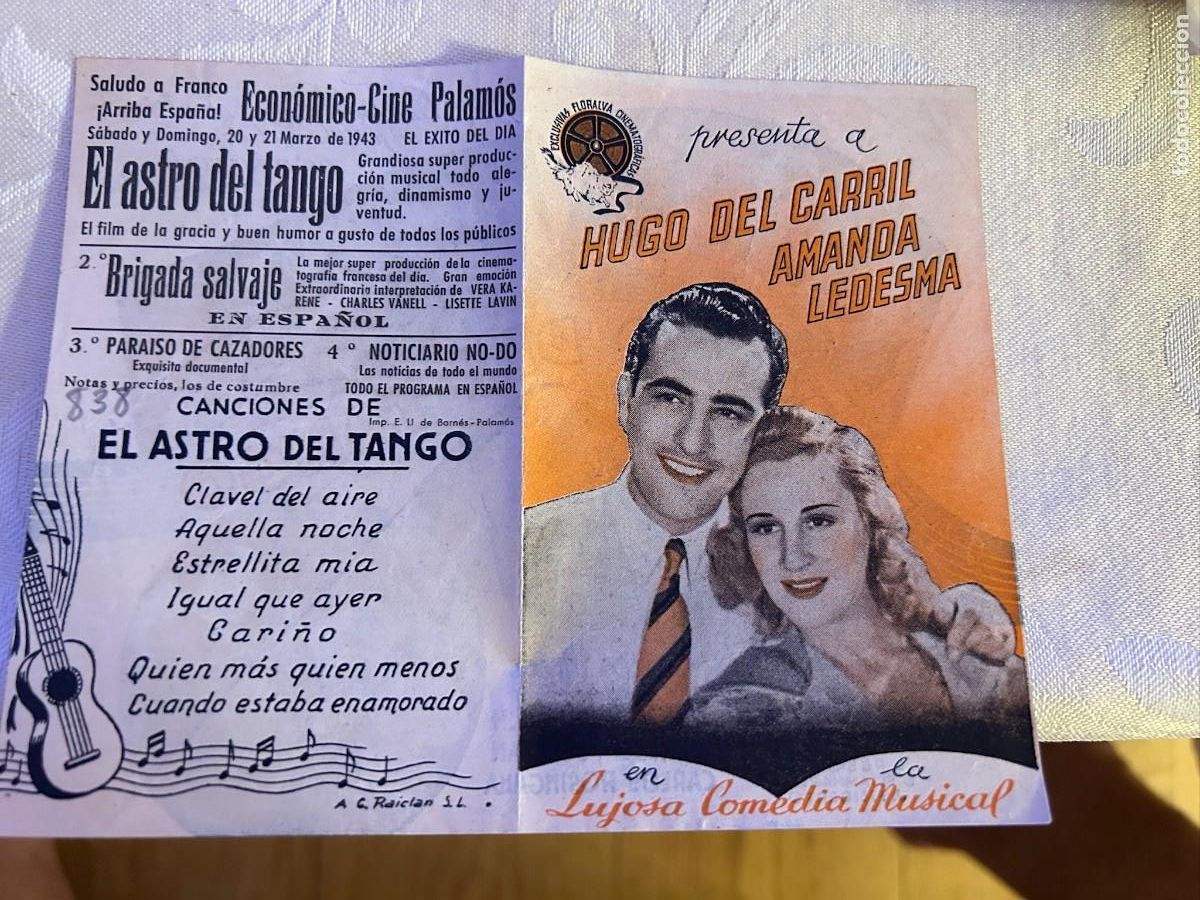 Cine: EL ASTRO DEL TANGO CINE PALAMOS CON PUBLICIDAD BUEN ESTADO 838