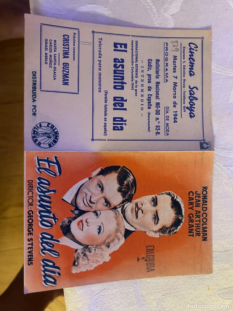 Cine: EL ASUNTO DEL DIA CINEMA SABOYA COLUMBIA CON PUBLICIDAD BUEN ESTADO 839