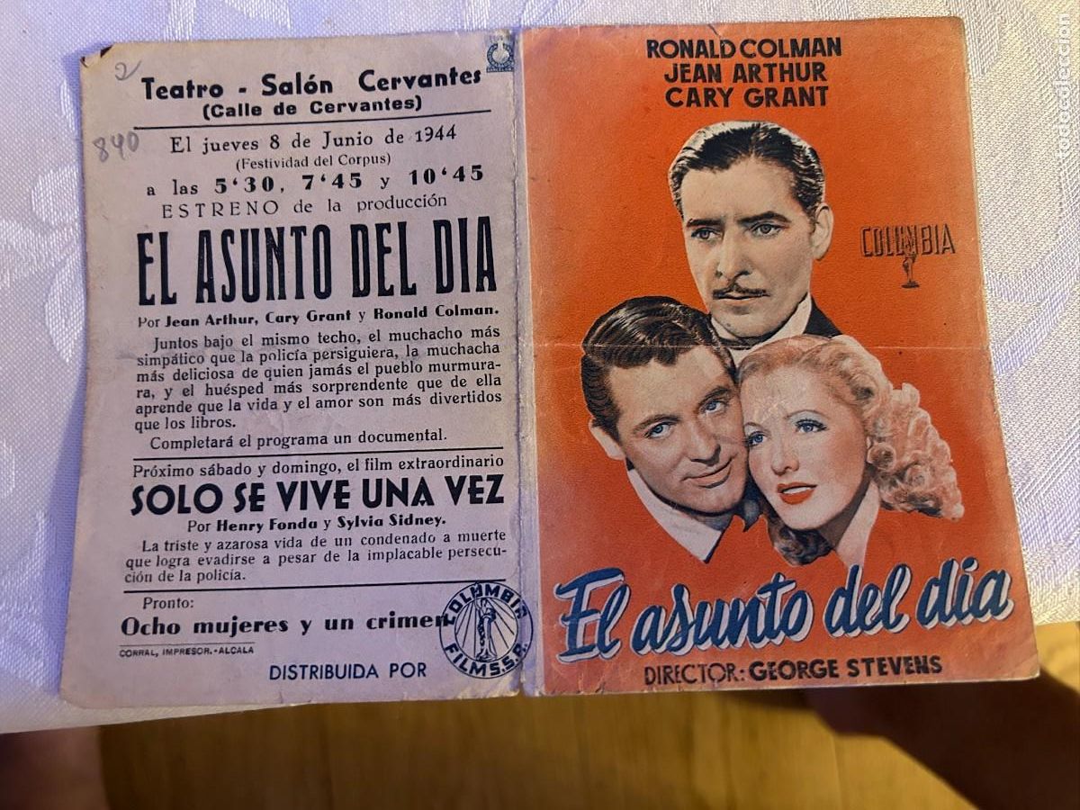Cine: EL ASUNTO DEL DIA SALON CERVANTES ALCALA CON PUBLICIDAD BUEN COMO SE VE 840