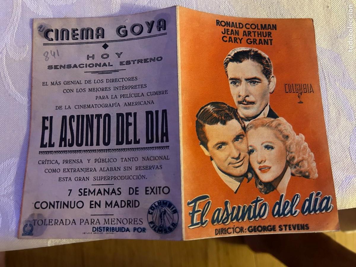 Cine: EL ASUNTO DEL DIA CINEMA GOYA ZARAGOZA CON PUBLICIDAD BUEN ESTADO 841