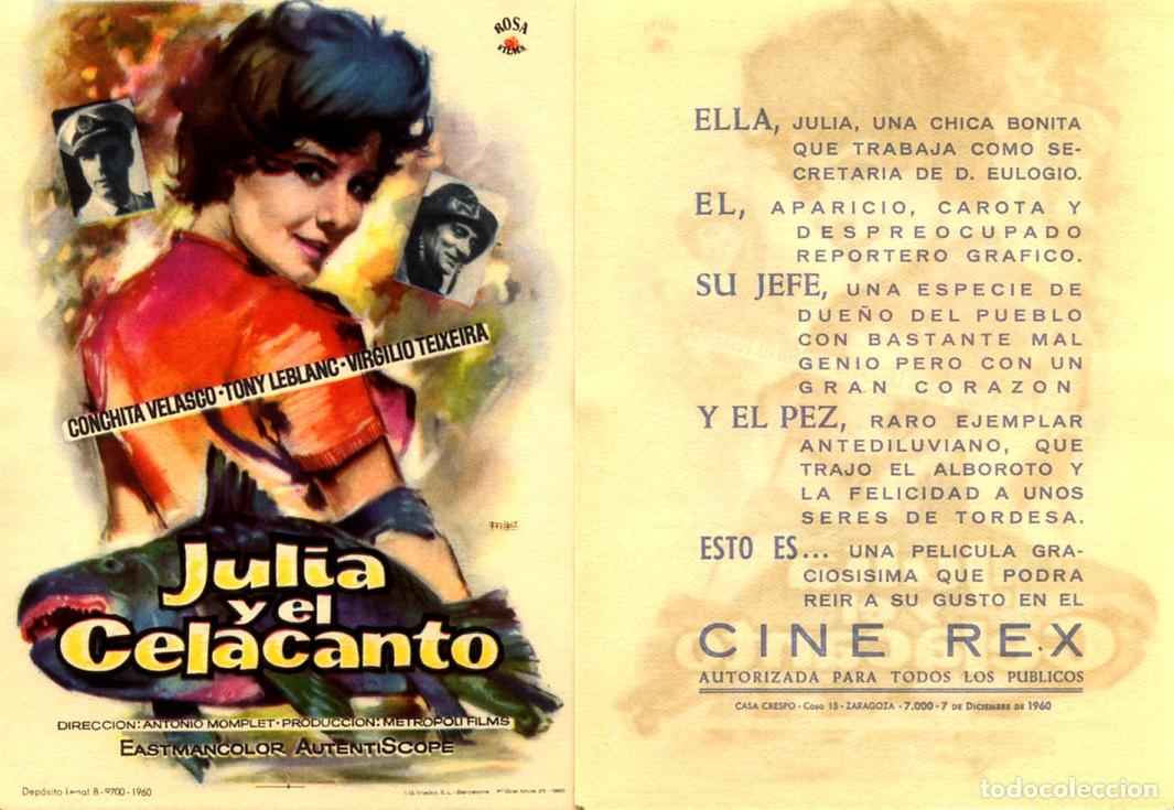  Foglietti di film di film antichi di cinema: PROGRAMA, PROSPECTO,FOLLETO DE MANO ORIGINAL JULIA Y EL CELACANTO CINE REX ZARAGOZA