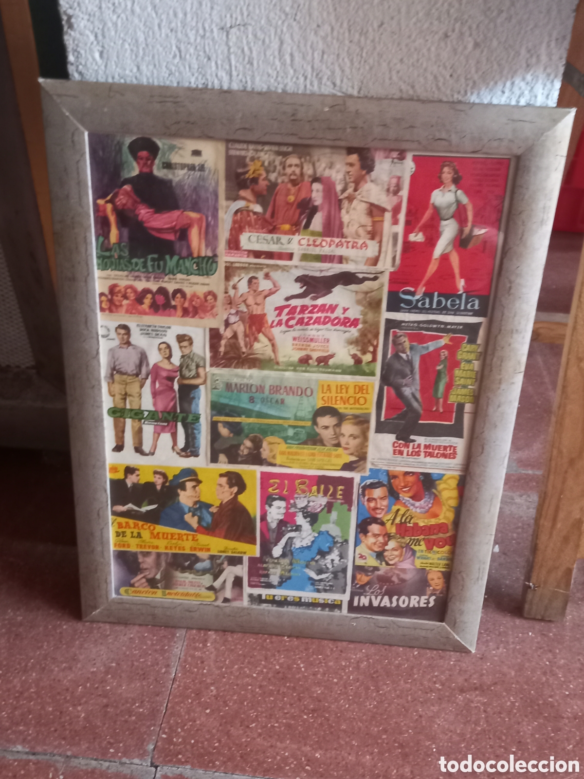 Cine: Lote de 11carteles de mano, de cine, enmarcados.