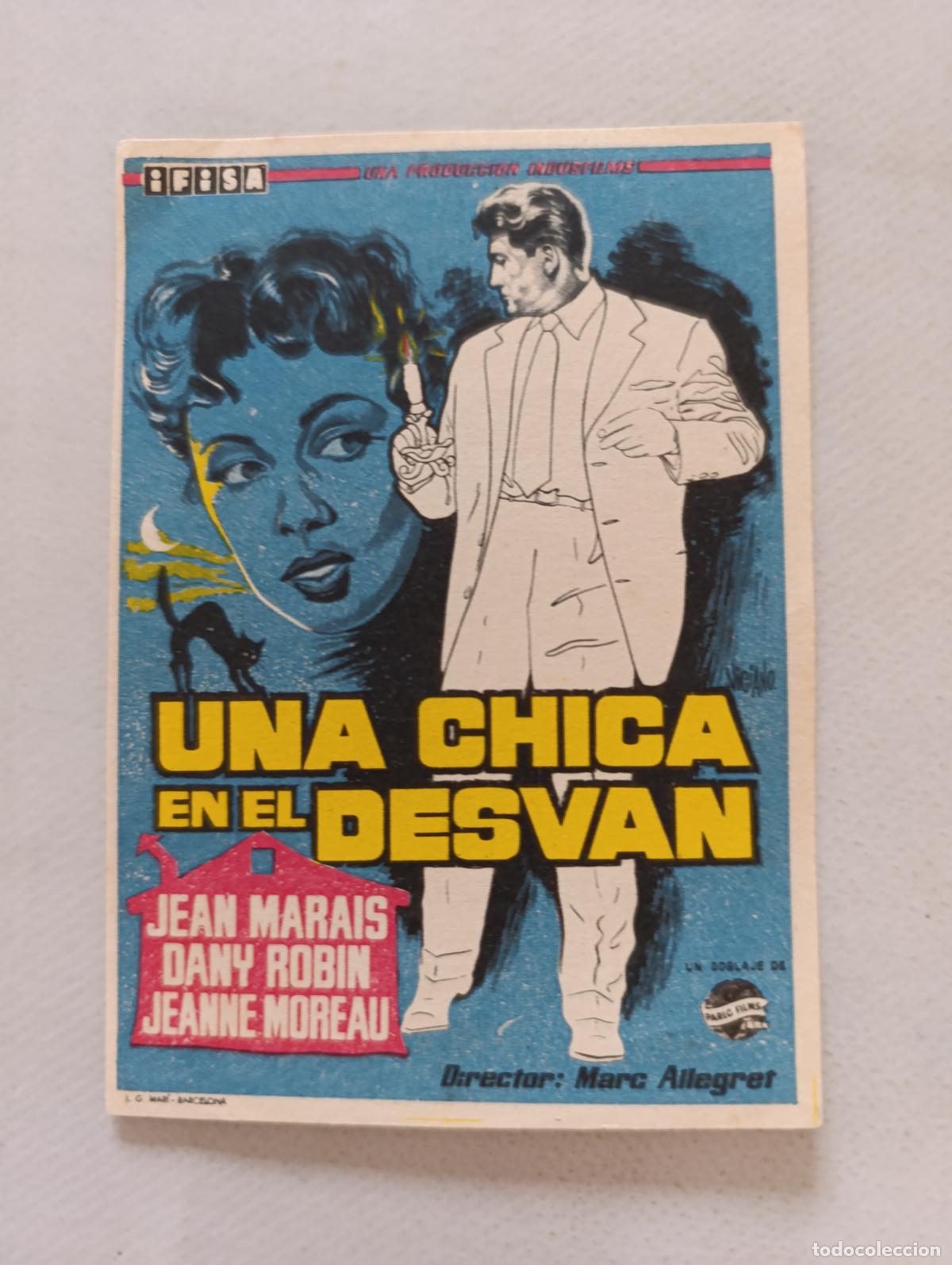 Cine: FOLLETO DE MANO - UNA CHICA EN EL DESVAN - JEAN MARAIS - SIN PUBLICIDAD (148K)