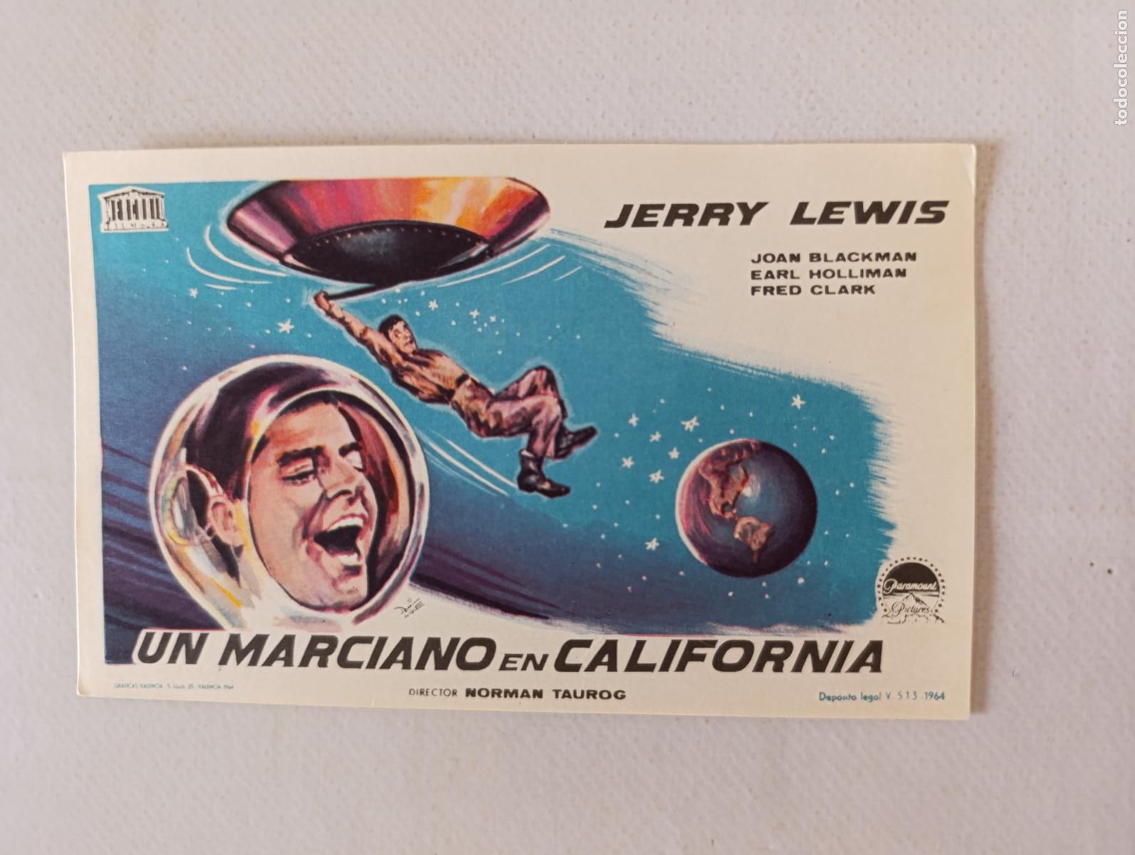 Cine: FOLLETO DE MANO - UN MARCIANO EN CALIFORNIA - JERRY LEWIS - SIN PUBLICIDAD (148O)