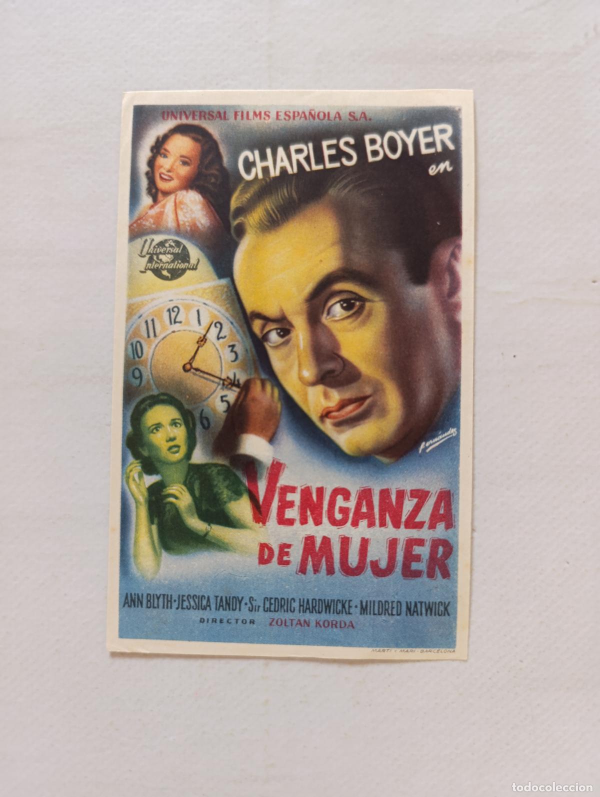Cine: FOLLETO DE MANO - VENGANZA DE MUJER - CHARLES BOYER - SIN PUBLICIDAD (148O)